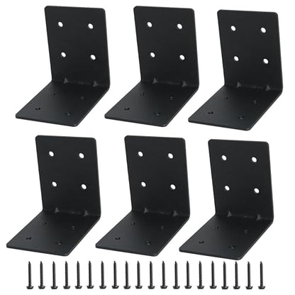6-Pack 4"x4"x3-1/8 Heavy Duty Steel Corner Bracket, L Right Angle Bracket - size: 4" x 4" x 3-1/8“