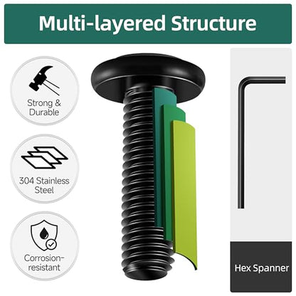 20Pcs M6-1.0 x 35mm Flat Head Socket Cap Screws Bolts 304 Stainless Steel Black Zinc Plated Furniture Bolts, Fully Threaded M6 Bolt with Hex Spanner - size: M6 x 35mm