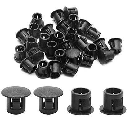 30PCS 6mm (1/4") Black Hole Plugs Plastic - color: Black, size: 6mm (1/4")