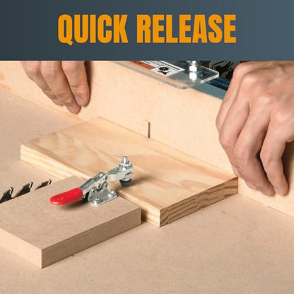 POWERTEC 8PK Small Toggle Clamp, 60 lbs Holding Capacity, 201 Quick Release Horizontal Adjustable Clamps for Woodworking Jigs and Fixtures, Welding, Drill Press, Table Saw Sled, Tool Boxes (20321-P2) - size: 201, 8PK