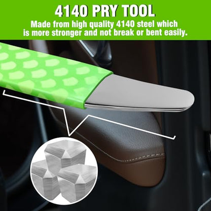 4140 Steel Pry Tool, Auto Trim Removal Tool Pry Bar for Vehicle Door Panel, Audio Radio Panel, Dashboard Repair Upholstery Tool, Pack of 1 Green - color: green