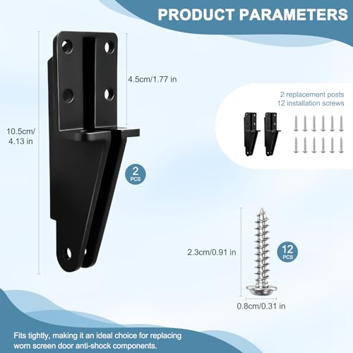 2 Pack Screen Door Closer Bracket, Replacement Post Jamb Bracket with Screws, Compatible with V1709 & V1346 for Lanai Screen Door Closers (Black)
