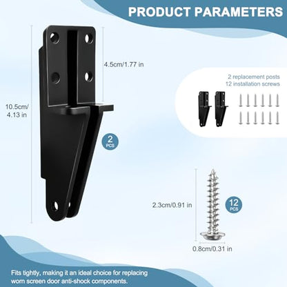 2 Pack Screen Door Closer Bracket, Replacement Post Jamb Bracket with Screws, Compatible with V1709 & V1346 for Lanai Screen Door Closers (Black)