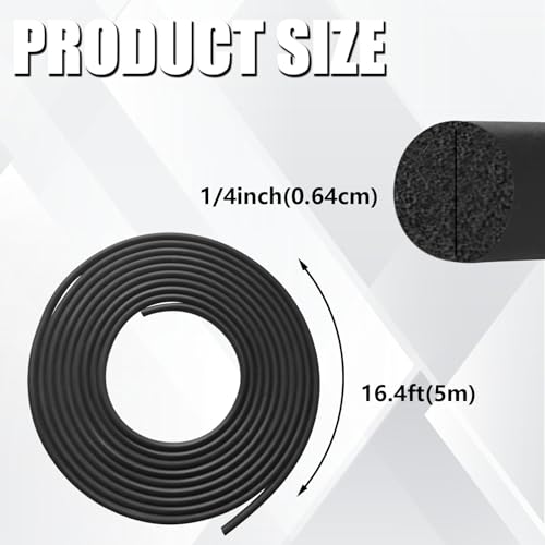 Backer Rod 1/4 Inch, EPDM Rubber Foam Caulk Saver 16.4' Black Weather Strip Seal for Concrete Joints, Wall Cracks, Driveway and Joint Fillers. - style: Black-16.4'