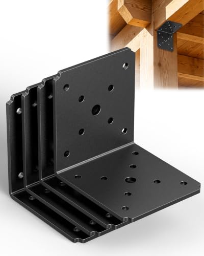 Heavy Duty L Bracket , 4x4x3.5 Brackets for Wood Black-4PCS
