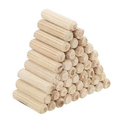 PATIKIL 1/4" x 1"(6 x 25mm) Wood Dowel Pins, 60 Pack Fluted Wooden Dowel Pin Straight Groove Rods for Furniture Door Art Crafts Projects - size: 1/4" x 1"