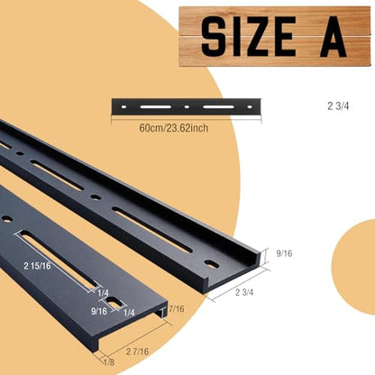 C Channel Steel Support Metal Support Bracing Hidden C Bracket for Table Top Live Edge Slab Woodworking, Black Coat Finish, 6 Holes (3 Pack, 24 Inch) - size: 24 Inch, style: 3 PACK