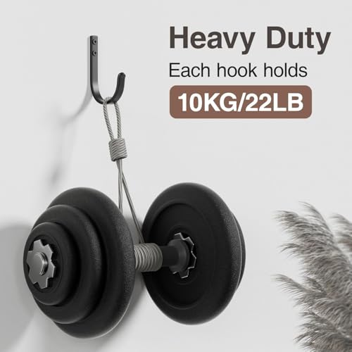 22LB Wall Hooks for Hanging Towel/Coat, Black 5 Pack - color: Black, size: 5 Pack