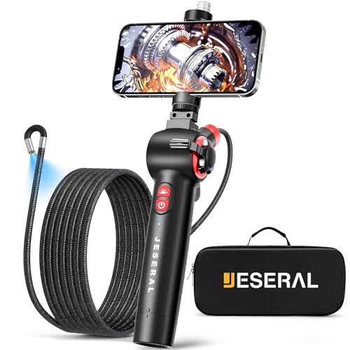 Articulating Borescope 2-Way 210° - JESERAL 6.2mm Len Endoscope camera with 6 light, HD1080P Inspection Camera with Steering Probe, Compatible with Android&iOS Phone, scope with 3.3FT Semi-Rigid Cable