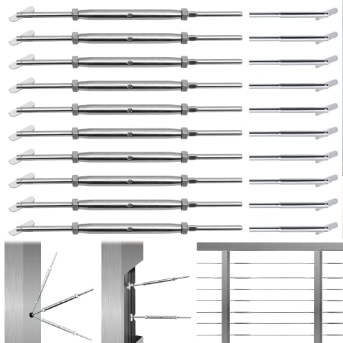 Helffer 10 Pairs Cable Railing Hardware Kit for 1/8" Wire Rope - color: Silver