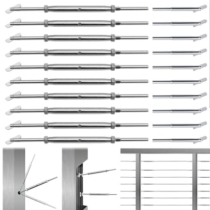 Helffer 10 Pairs Cable Railing Hardware Kit for 1/8" Wire Rope - color: Silver