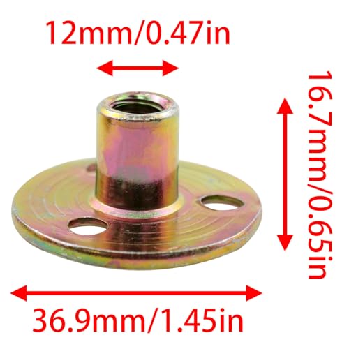 6pcs Gold Tee Nuts with Matching Screws