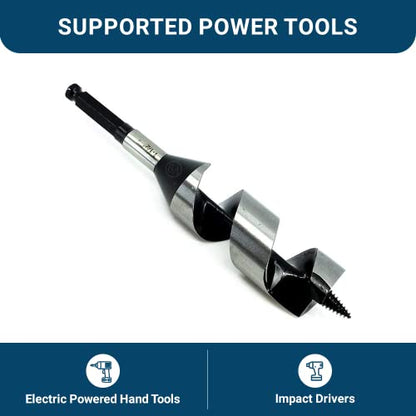 Benchmark Abrasives 1-1/2 Inch Auger Drill Bit for Woodworking, 7/16” Hex Shank Tool for Smooth, Clean Cuts Hole Carbon Steel Hole Cutter Drill Bit for Drilling on Soft & Hard Wood, MDF, Plywood - size: 1-1/2"