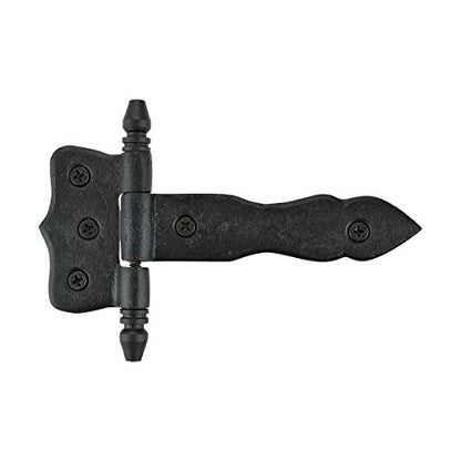 Renovators Supply Manufacturing Pack of 6 Shed Door Hinge 5 in. Black Wrought Iron Antique Style Decorative Flush Mount Cast Iron Barn Door Shed Hinge with Mounting Hardware - size: Pack of 6