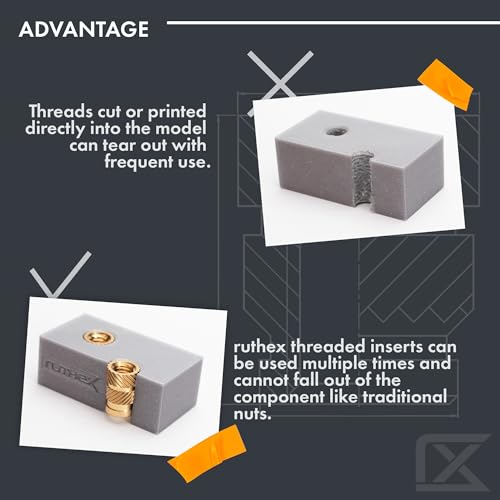 ruthex #8-32 Threaded Inserts - 50 Pieces RX-8-32x8.1 Brass Heat Set Insert for Plastic Parts - Inches UNC knurled Nuts - Insert by Heat into 3D Printing Components - color: UNC Threaded Insert, size: #8-32 (50pcs)