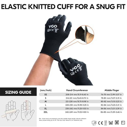 Vgo... 15Pairs PU Coated Safety Work Gloves,Gardening Gloves (PU2103,L) - color: Black, size: Large