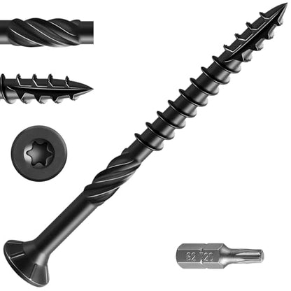 Wensilon #10 * 3" Black Deck Screws, (137pcs) 2 lbs.Exterior Wood Screws, Rust Resistant epoxy Coated, Bronze, T25 Star Bit - color: Black, size: 10*3