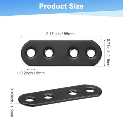 M METERXITY 10-Pack Flat Straight Brackets 2.17x0.71in, Black - color: Black, size: 55mm