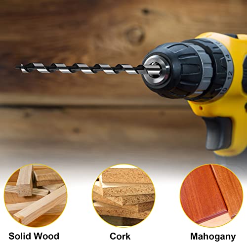 3/8" x 8" Wood Auger Drill Bit with 3/8" Hex Shank Ship Auger Bit - size: 3/8" x 8"