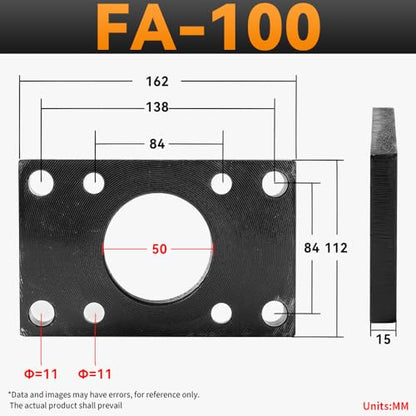 SC Cylinder FA-100 Accessories Square Flange Plate Cylinder Diameter Universal Fitting mounting Plate Fixing Frame with 4 Screws - color: FA, size: 100