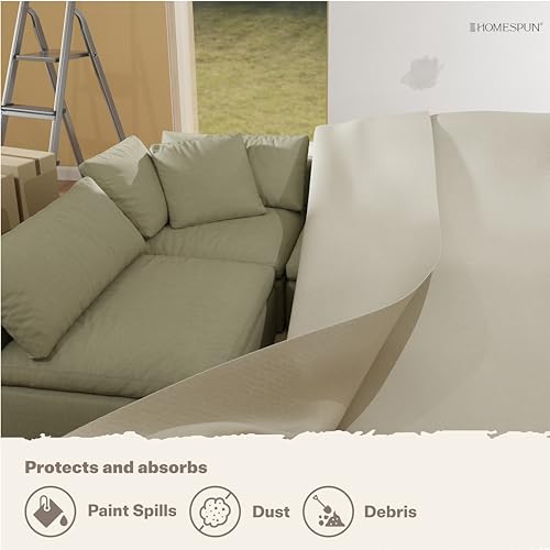 HOMESPUN Absorbent Machine-Washable Cotton Canvas Drop Cloth 6 x 9 ft - size: 6 ft x 9 ft