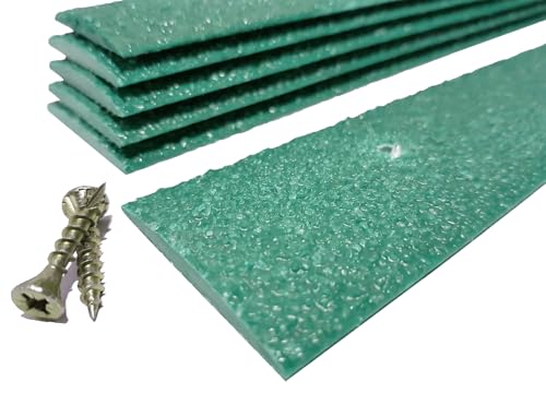 Anti-Slip Decking Strips - Pack of 5 (16" x 2") Heavy Duty GRP Non-Slip Treads for Outdoor Steps, Ramps & Decks - Weatherproof, Easy to Install, Long Lasting Safety Grip (Green) - color: Green
