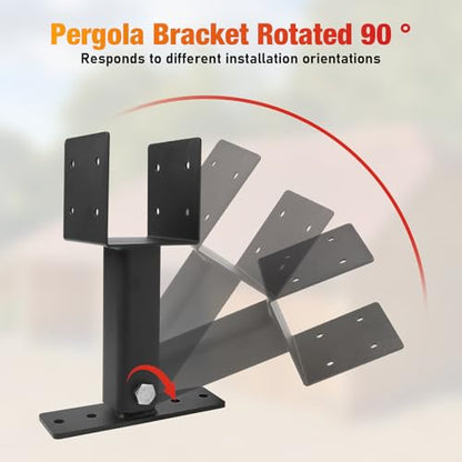 3 Pcs 4“x 4" Roof Riser Brackets Kit(ID 3.6"x3.6"),Heavy Duty Adjusted Within A Range of 0 to 180 Degrees Pergola Roof Riser Beam Bracket Fit 4x4,4x6 Lumber for Roof Pergola Gazebo Patio Cover