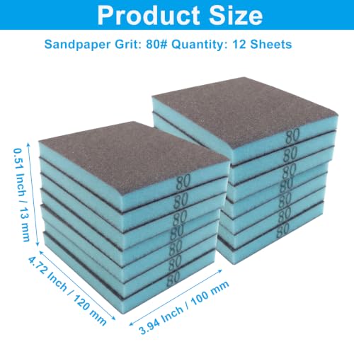 12 Pcs 80 Grit Sanding Sponge - size: #80