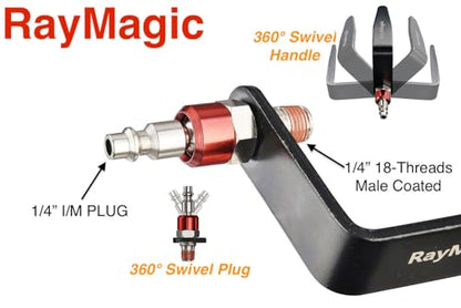 RayMagic Steel Pneumatic Tool Rafter Hook Hanger, Lightweight, Durable,Reusable Metal Organaizer Adjustable Easy Install Hooks with 1/4" Air Tool Swivel Fitting, for Air Nailer, 1-Piece Brass Fitting - style: 1-Piece