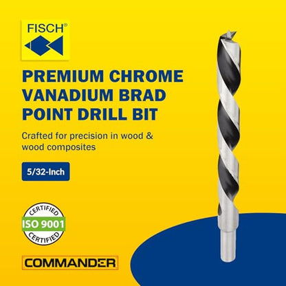 Chrome-Vanadium Brad Point - Ground Wood Drill Bit Woodworking - 5/32 Inch - size: 5/32 in