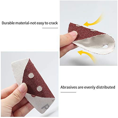 SPEEDWOX 50Pcs 80 Grit Triangle Sanding Pads, 90mm 6 Holes for Multi Tool - style: 80 Grit