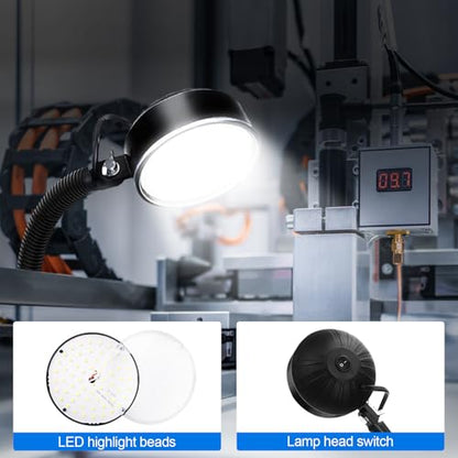 20W Magnetic LED Work Light, 2000LM, 500mm Flexible Gooseneck, for Sewing Machine, Lathe, Work Bench, Shop Lighting