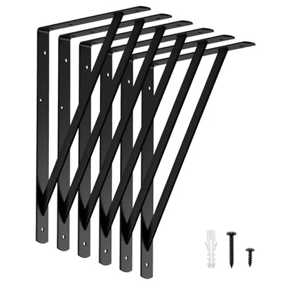 HOME MASTER HARDWARE 16x10 Inch Heavy Duty Shelf Brackets, Black 6 Pack - color: Black, size: 16 inch x 10 inch-6pcs