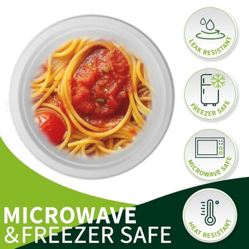 9 Inch Compostable Paper Plates 【White150 Pack】,100% Sugarcane Bagasse Medium Disposable Plates, Sturdy Heavy Duty, Biodegradable Dinnerware for Party, BBQ, Picnic, Camping - size: 9inch