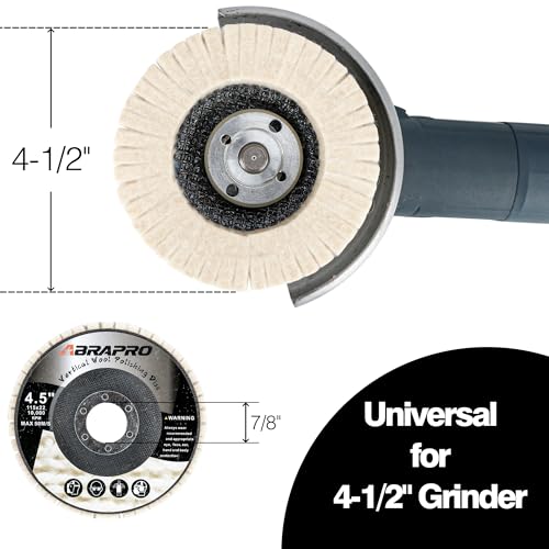 4.5" x 7/8" Vertical Wool Polishing Disc for Angle Grinder, 5 Pack - style: 5pack-Vertical Wool Polishing Disc