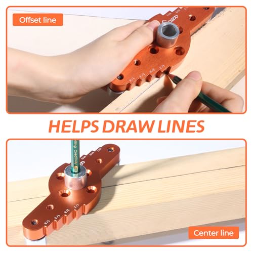 Dowel Jig Kit (& 1/2",1/4", 5/16", 3/8" Drill Bit), Self-centering Scriber