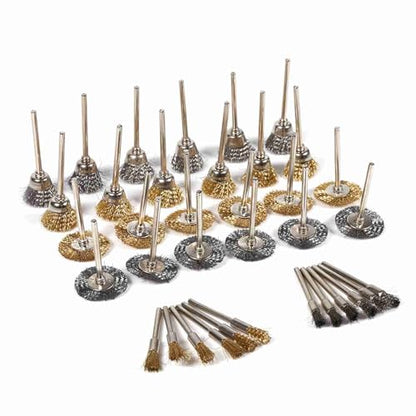 36Pcs Wire Brush Set, Brass and Steel Material for Rust Removal and Polishing, with 18 Copper and 18 Steel Wire Brushes for Wood and Metal
