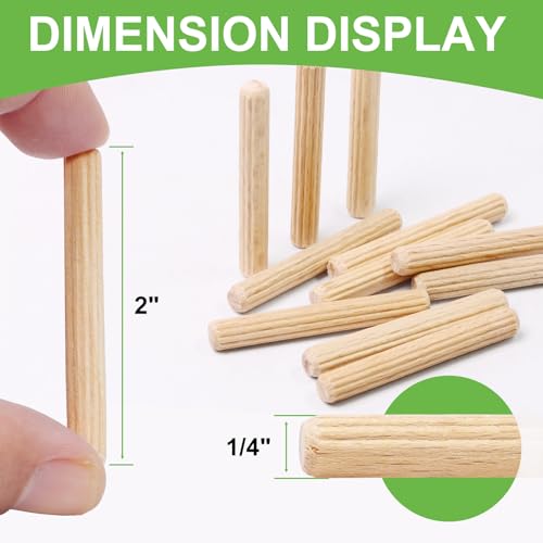 1/4" x 2" Wooden Dowel Pins - FoDau770 Beech Wood Dowel Rods - 100 Pcs - size: 1/4" x 2"