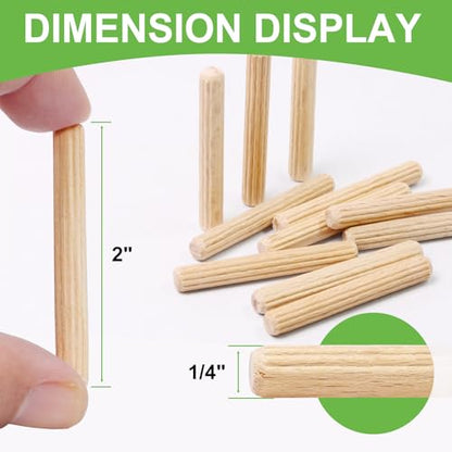 1/4" x 2" Wooden Dowel Pins - FoDau770 Beech Wood Dowel Rods - 100 Pcs - size: 1/4" x 2"