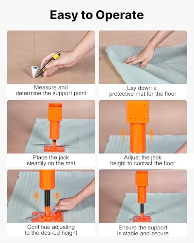 VEVOR Screw Jack Post, 13.2"-18.7" Height Range, 4" x 4" Adjustable Shore Jack, 24700 lbs Max Load Capacity, Temporary House Jack Pole for Leveling, Lifting Floor Crawlspace Basement Shore Beam - size: Screw Jack Post