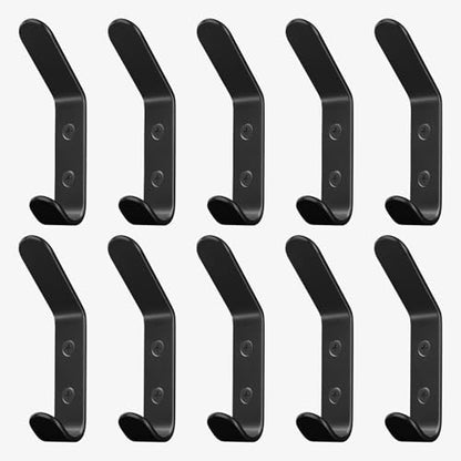 Homeforia Black Wall Coat Hooks, High-End Metal, Heavy Duty, Set of 10 - color: Black, size: Pack of 10