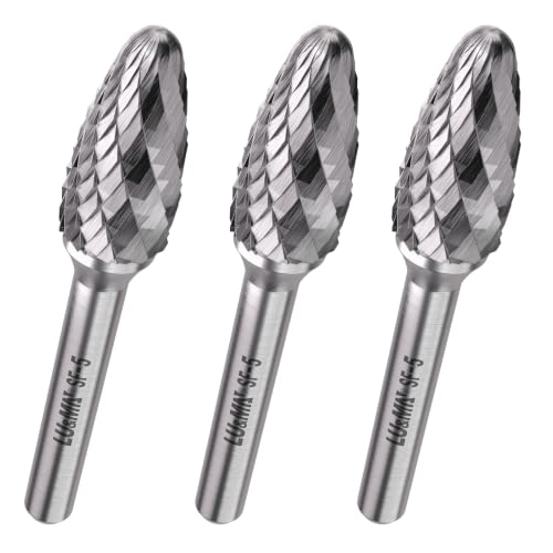 LU&MN SF-5 Tungsten Carbide Burr, 1/2" Head 1/4" Shank, 3 Pcs - style: SF-5,3PCS