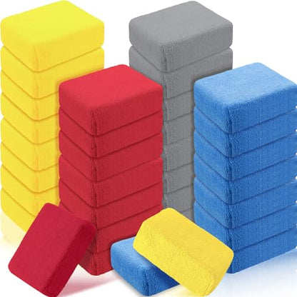 Riakrum 32 Pcs Microfiber Applicator Pads, Yellow,Grey,Blue,red - color: Yellow,grey,blue,red