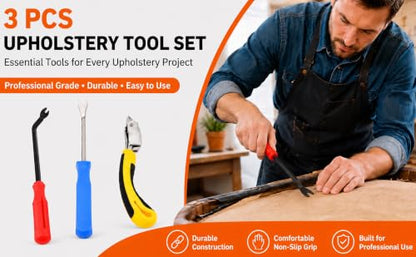 3 Pcs Upholstery Staple Remover Tool Set, High‑Carbon Steel Tack Puller Kit - color: 3pcs