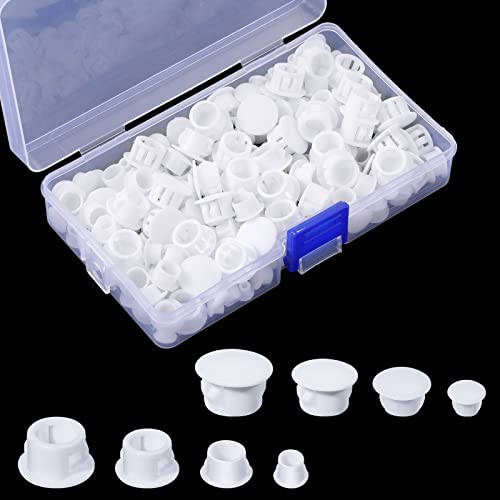 Qunclay 200 Pieces White Screw Hole Plugs 4 Sizes Plastic Cabinet Covers