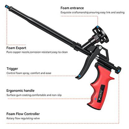 Preciva 2 PCS Spray Foam Gun, Upgrade Pu Expanding Foaming Gun Professional Caulking Gun Insulation Suitable for Caulking, Filling, Sealing - color: Orange+ Red