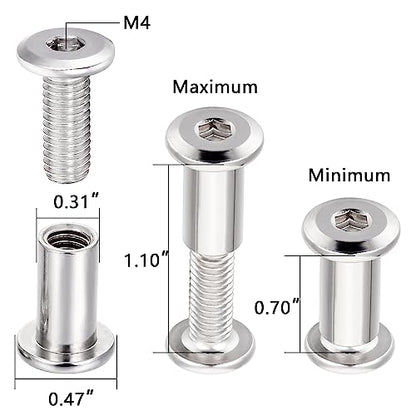 50pcs M6x15mm Silver Furniture Bolts Hex Screw for Furniture Assembly - size: M6x15mm