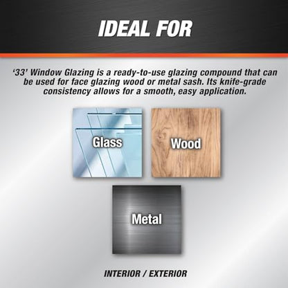 DAP '33' Window Glazing, White, 16 Oz (7079812121) - size: 16 oz