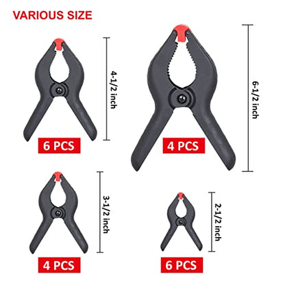 FASTPRO 20-Pack 4-Size Nylon Plastic Spring Clamps with String Bag