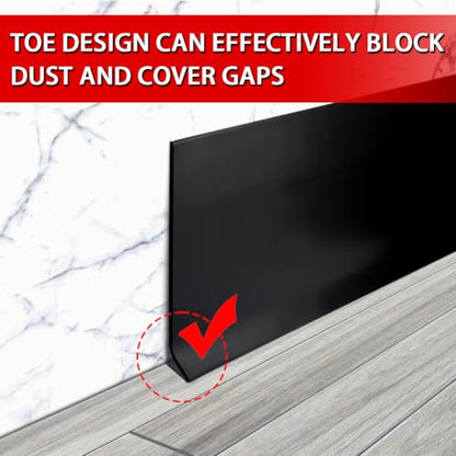 FONUNO Vinyl Wall Base Rubber Baseboard Molding Trim Self Adhesive 6" Wide - color: Black, size: 6in x 20ft